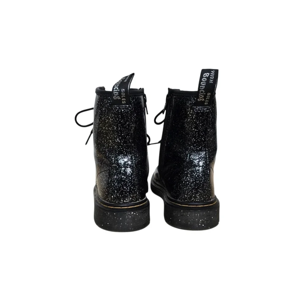 Dr. Martens 1460 Y Black Cosmic Glitter Lace‎ Up Side Zip Boots Kids Size 5 US L